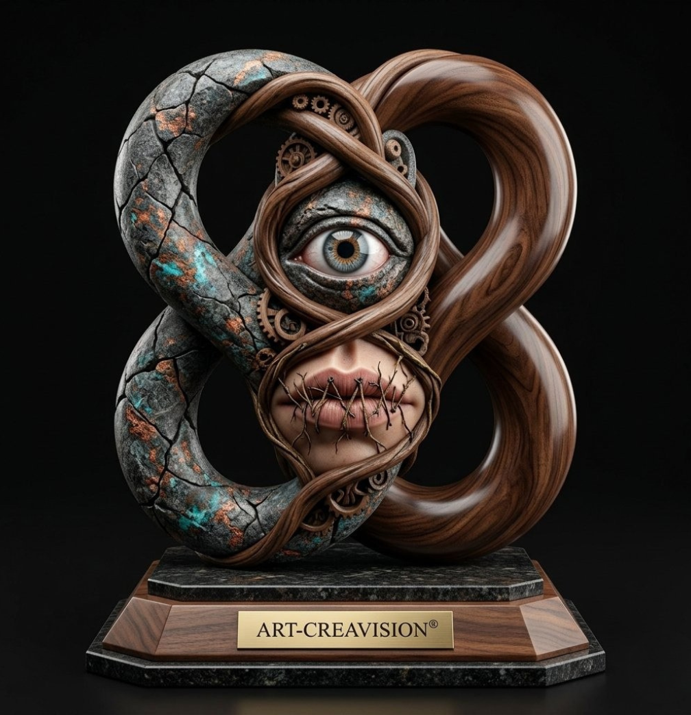 DUALITÉ — Sculpture unique N°004 en Schiste et Noyer, infini mécanique, 478 €